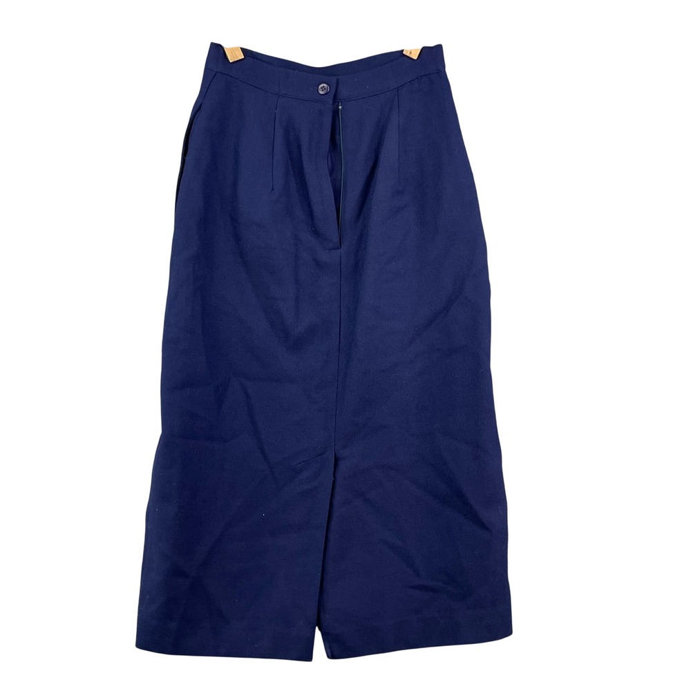 Collini Canada Wool Skirt Womens 2P Navy Blue Midi Pencil Straight Professional